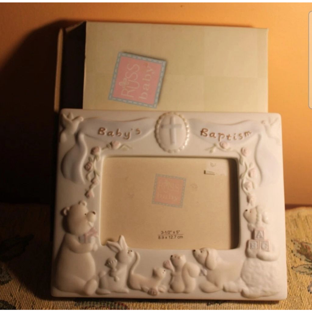 Russ Berrie Russ Baby Porcelain Frame and Plaque Blue